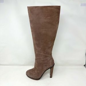 BCBG Tan Suede Round Toe Knee High Platform Boots